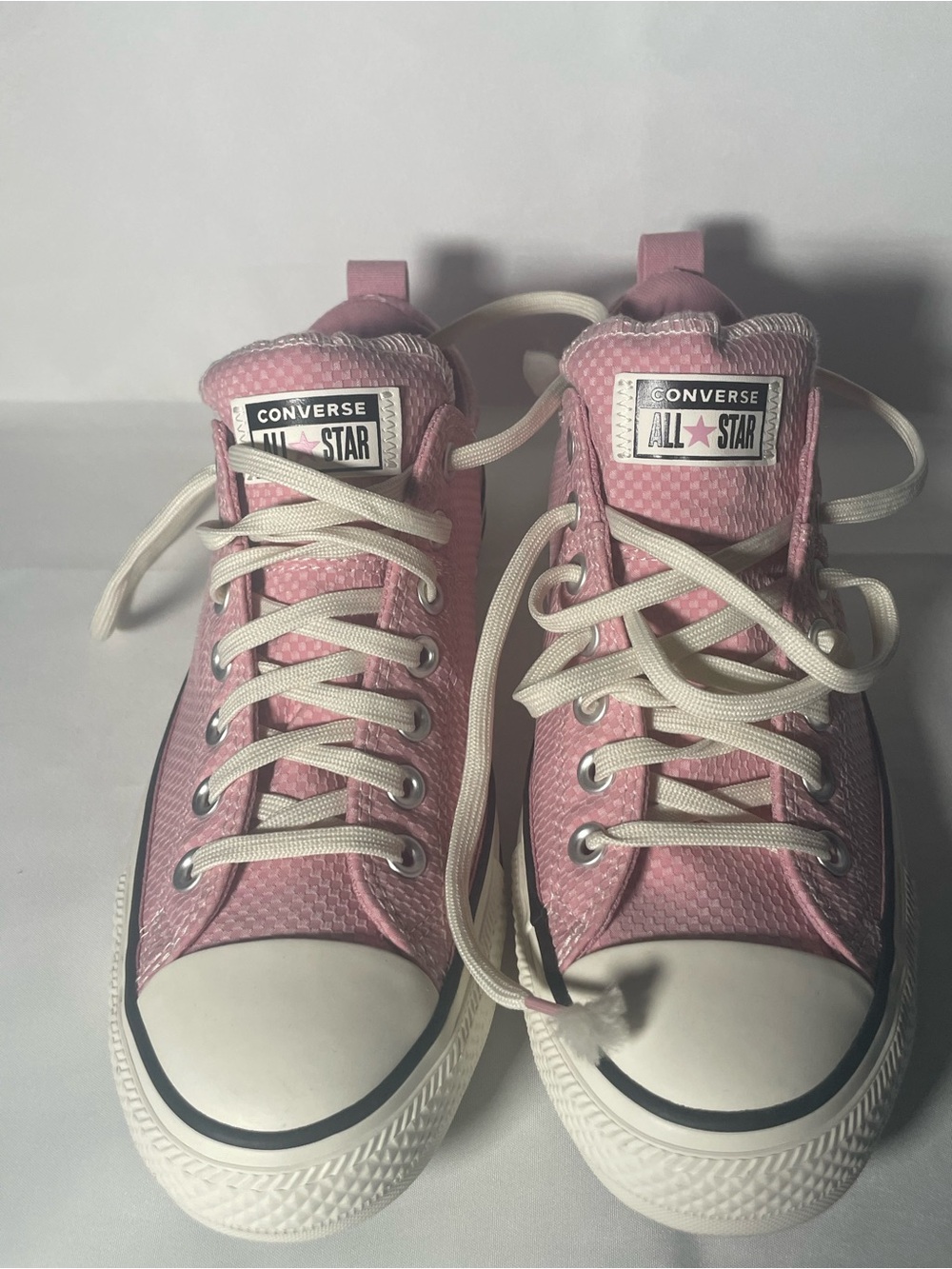 Converse Woman 11 Pink High-Top Sneakers with White Laces